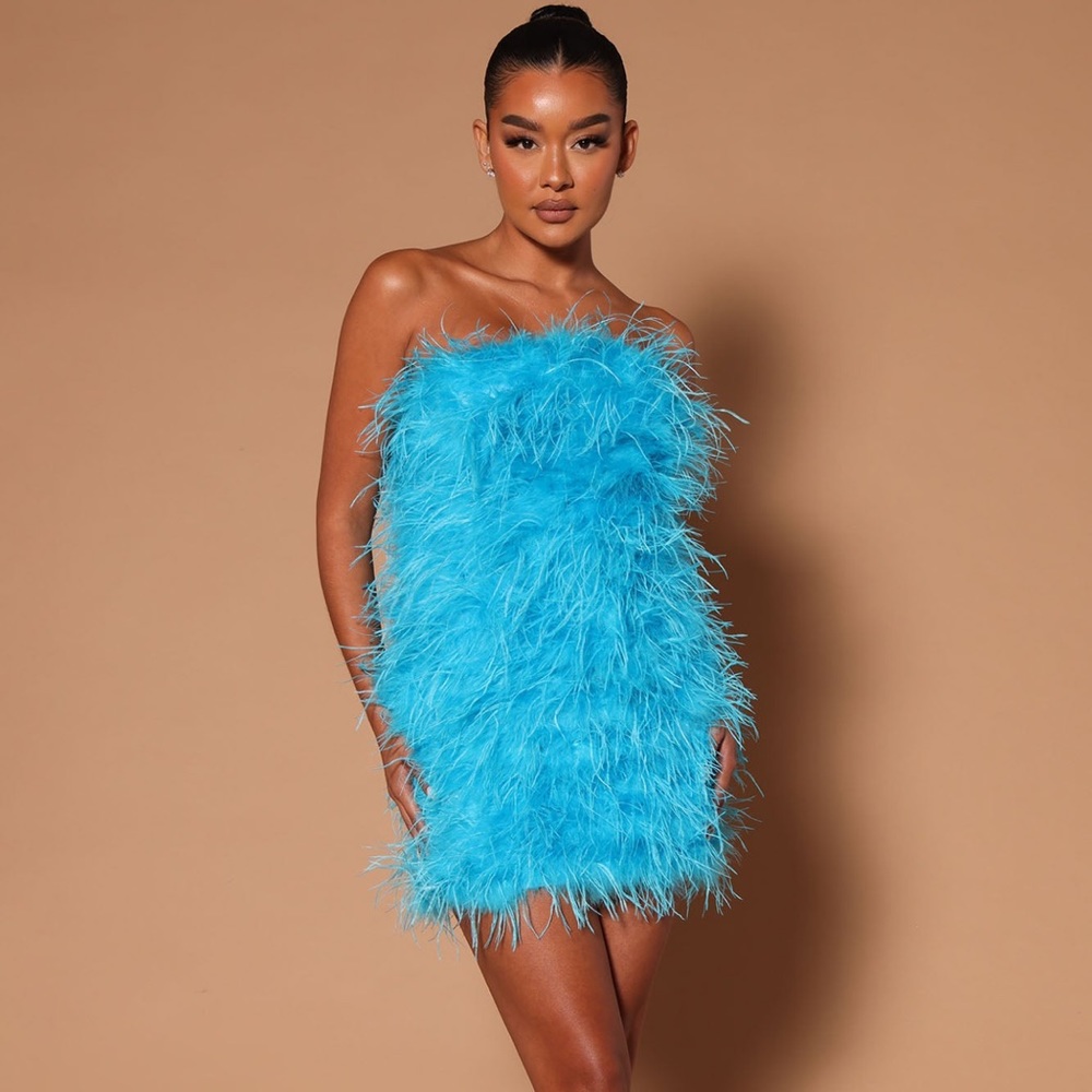 Hanna Feather Tube Mini Dress